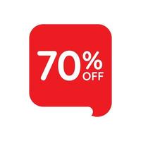 70 percent off tag vector icon isolated on white background