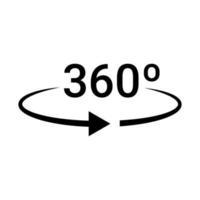 Icono de vector de 360 grados aislado sobre fondo blanco