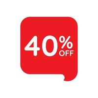 40 percent off tag vector icon isolated on white background