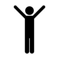 Man hands up black vector icon isolated on white background