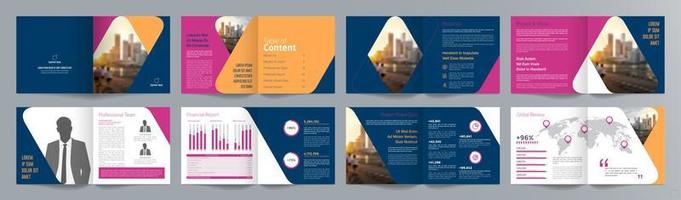 Corporate business presentation guide brochure template, Annual report, 16 page minimalist flat geometric business brochure design template, square size. vector