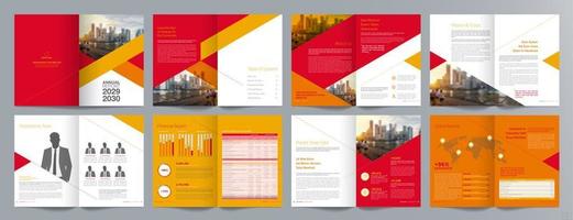 Corporate business presentation guide brochure template, Annual report, 16 page minimalist flat geometric business brochure design template, A4 size. vector