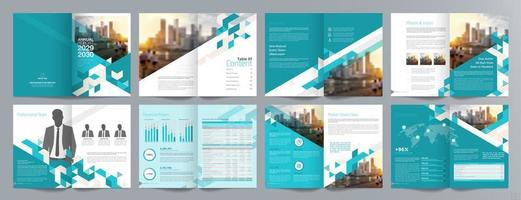 Corporate business presentation guide brochure template, Annual report, 16 page minimalist flat geometric business brochure design template, A4 size. vector