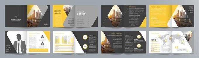 Corporate business presentation guide brochure template, Annual report, 16 page minimalist flat geometric business brochure design template, square size. vector