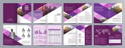 Corporate business presentation guide brochure template, Annual report, 16 page minimalist flat geometric business brochure design template, A4 size. vector