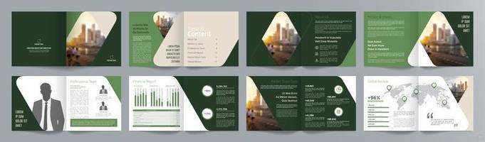 Corporate business presentation guide brochure template, Annual report, 16 page minimalist flat geometric business brochure design template, square size. vector