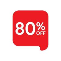 80 percent off tag vector icon isolated on white background