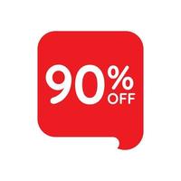 90 percent off tag vector icon isolated on white background