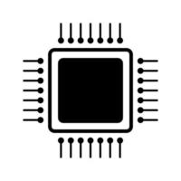 Computer chip black vector icon isolated on white background