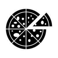 Pizza black vector icon isolated on white background