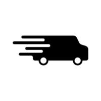 Delivery truck black vector icon isolated on white background