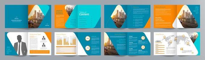 Corporate business presentation guide brochure template, Annual report, 16 page minimalist flat geometric business brochure design template, square size. vector