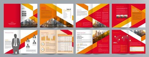 Corporate business presentation guide brochure template, Annual report, 16 page minimalist flat geometric business brochure design template, A4 size. vector