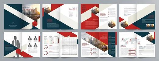 Corporate business presentation guide brochure template, Annual report, 16 page minimalist flat geometric business brochure design template, A4 size. vector