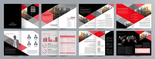 Corporate business presentation guide brochure template, Annual report, 16 page minimalist flat geometric business brochure design template, A4 size. vector