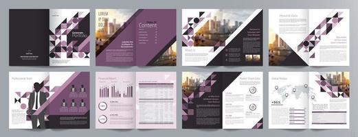 Corporate business presentation guide brochure template, Annual report, 16 page minimalist flat geometric business brochure design template, A4 size. vector