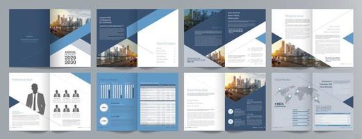 Corporate business presentation guide brochure template, Annual report, 16 page minimalist flat geometric business brochure design template, A4 size. vector