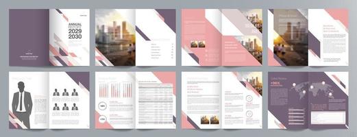 Corporate business presentation guide brochure template, Annual report, 16 page minimalist flat geometric business brochure design template, A4 size. vector