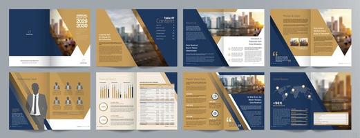 Corporate business presentation guide brochure template, Annual report, 16 page minimalist flat geometric business brochure design template, A4 size. vector