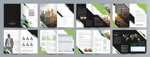 Corporate business presentation guide brochure template, Annual report, 16 page minimalist flat geometric business brochure design template, A4 size. vector