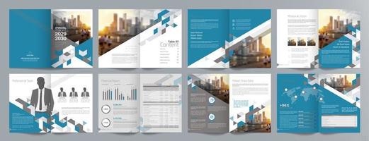 Corporate business presentation guide brochure template, Annual report, 16 page minimalist flat geometric business brochure design template, A4 size. vector