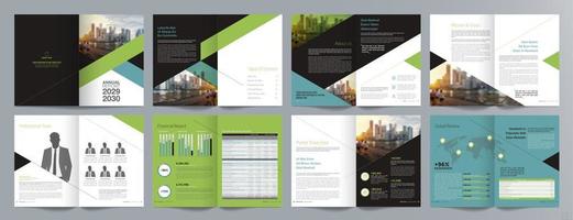 Corporate business presentation guide brochure template, Annual report, 16 page minimalist flat geometric business brochure design template, A4 size. vector