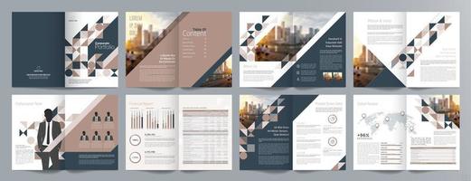 Corporate business presentation guide brochure template, Annual report, 16 page minimalist flat geometric business brochure design template, A4 size. vector