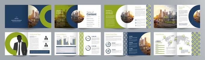 Corporate business presentation guide brochure template, Annual report, 16 page minimalist flat geometric business brochure design template, square size. vector