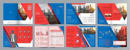 Corporate business presentation guide brochure template, Annual report, 16 page minimalist flat geometric business brochure design template, A4 size. vector