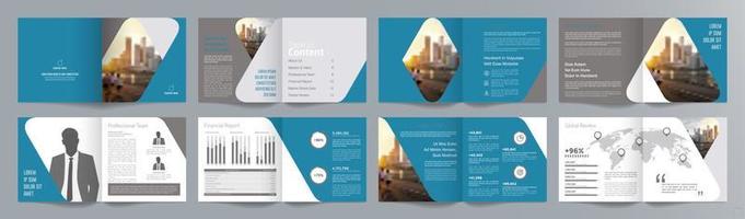 Corporate business presentation guide brochure template, Annual report, 16 page minimalist flat geometric business brochure design template, square size. vector