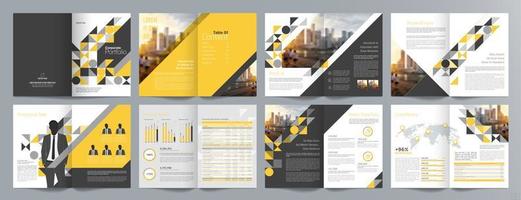 Corporate business presentation guide brochure template, Annual report, 16 page minimalist flat geometric business brochure design template, A4 size. vector