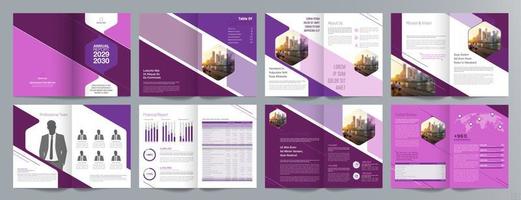 Corporate business presentation guide brochure template, Annual report, 16 page minimalist flat geometric business brochure design template, A4 size. vector