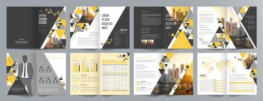 Corporate business presentation guide brochure template, Annual report, 16 page minimalist flat geometric business brochure design template, A4 size. vector