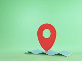 GPS, Location pin map 3 d render over green background, navigation symbol, panoramic mock-up image photo