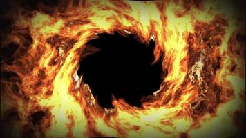 efecto de energía mágica de torbellino de fuego en una animación de fondo negro
