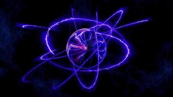 plasma bliksem kleurrijke achtergrond magische vliegende ballen in de ruimte video