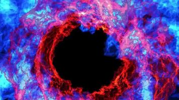 effetto di energia magica vortice di fuoco su un'animazione di sfondo nero video