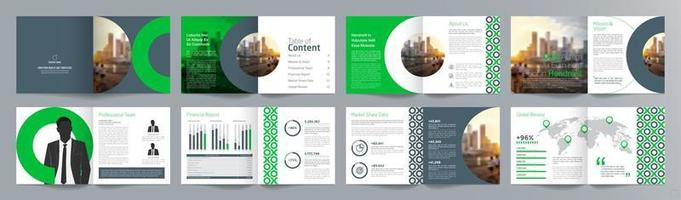 Corporate business presentation guide brochure template, Annual report, 16 page minimalist flat geometric business brochure design template, square size. vector