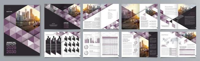 Corporate business presentation guide brochure template, Annual report, 16 page minimalist flat geometric business brochure design template, A4 size. vector