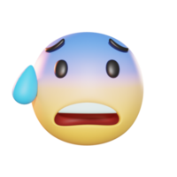 visage anxieux avec illustration 3d d'emoji de sueur png