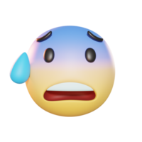 cara ansiosa con sudor emoji ilustración 3d png