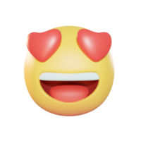 faccina sorridente con gli occhi del cuore emoji illustrazione 3d png
