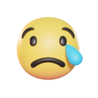 Sad but relieved face Emoji 3D Illustration png