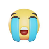 illustration 3d emoji visage qui pleure bruyamment png