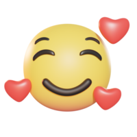 rosto sorridente com ilustração 3d emoji de corações png