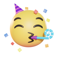 faire la fête visage emoji 3d illustration png