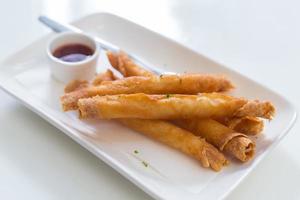 Fried spring roll shrimp sticks photo