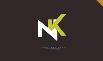 alfabeto letras iniciales monograma logo nk, kn, n y k vector