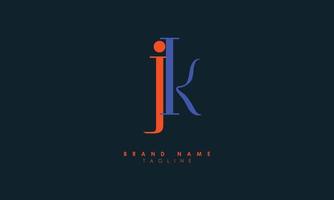 Alphabet letters Initials monogram logo JK, KJ, J and K vector