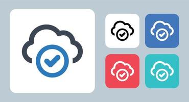 Cloud Check icon - vector illustration . Cloud, Data, Check, Approve, Storage, Ok, Approved, Server, Done, network, drive, line, outline, flat, icons .